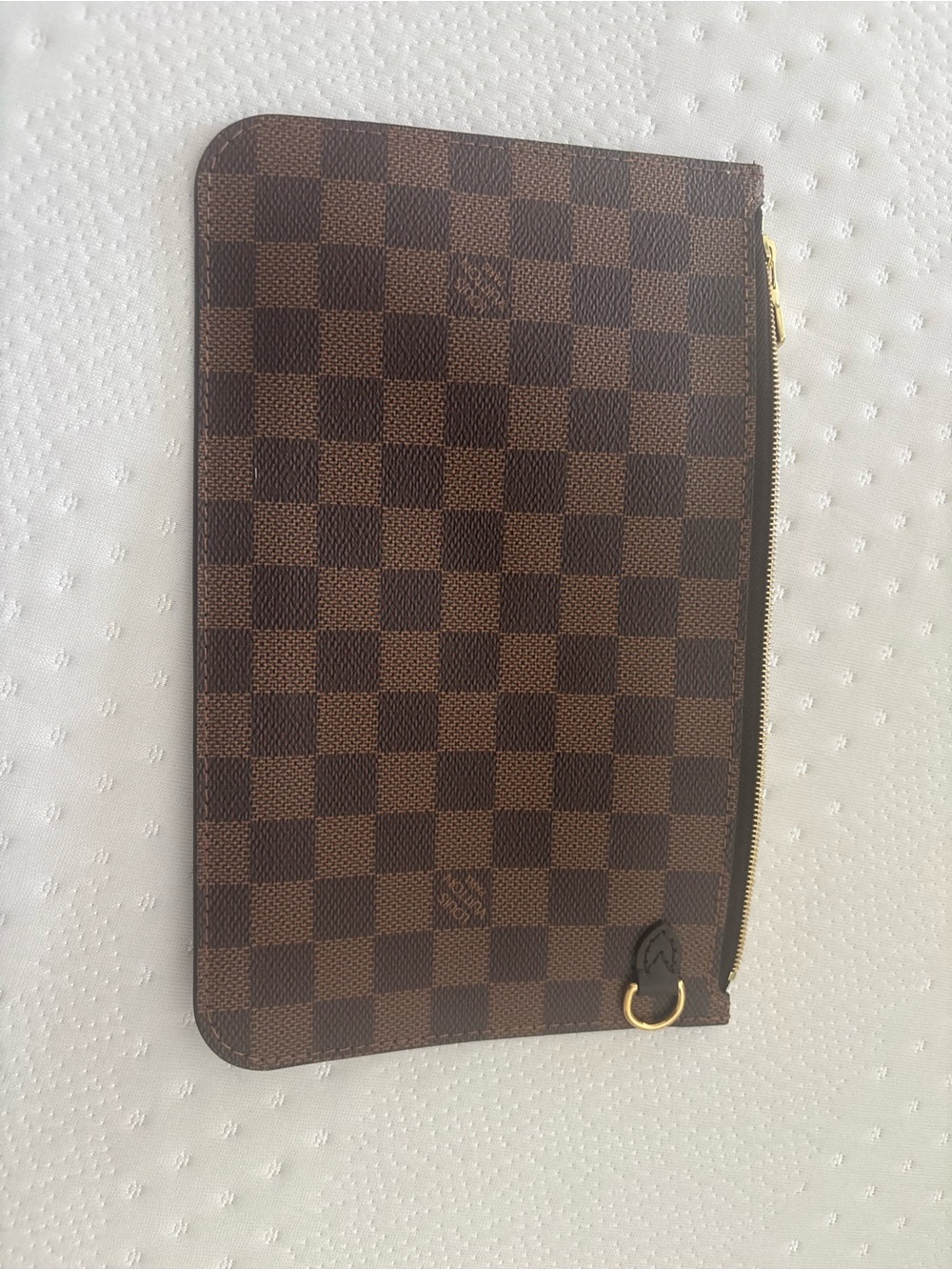 Louis Vuitton Brown Damier Zip Pouch with Gold Hardware